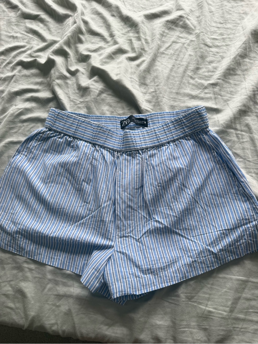 Zara Blue and White Vertical Stripe Skirt